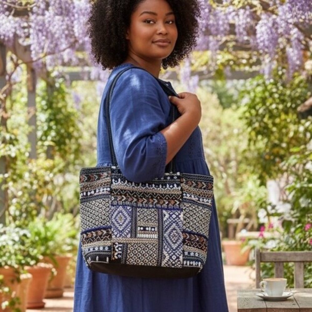 Big‎ Buddha Beaded Tote Bag Large Blue Boho Purse Collection
